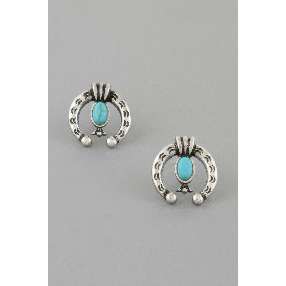 Naja Stud Earrings Womens OS Silver Turquoise Excellent Southwestern